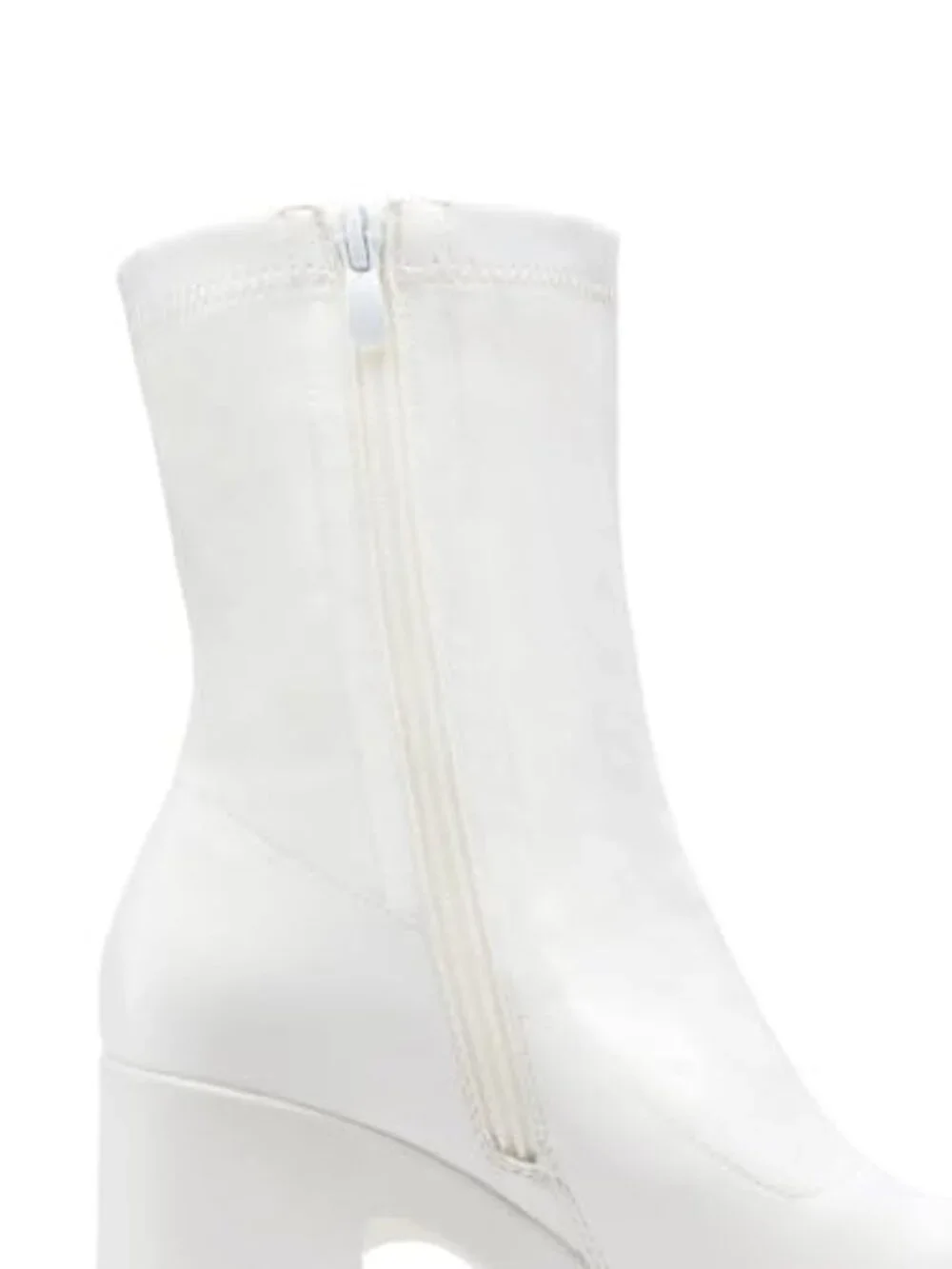 Platform Gogo Ankle Boots Chunky High Heel Square Toe Booties Stretchable PU